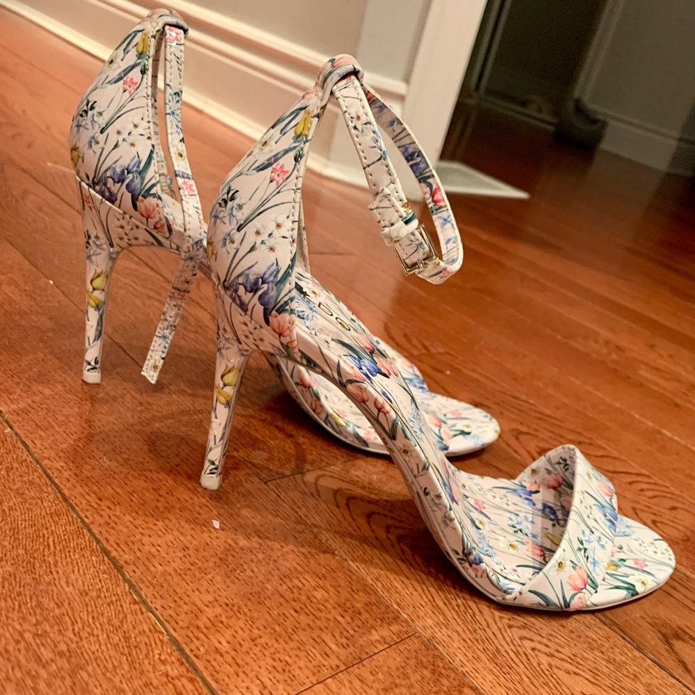 Aldo floral comfy high heel sandals